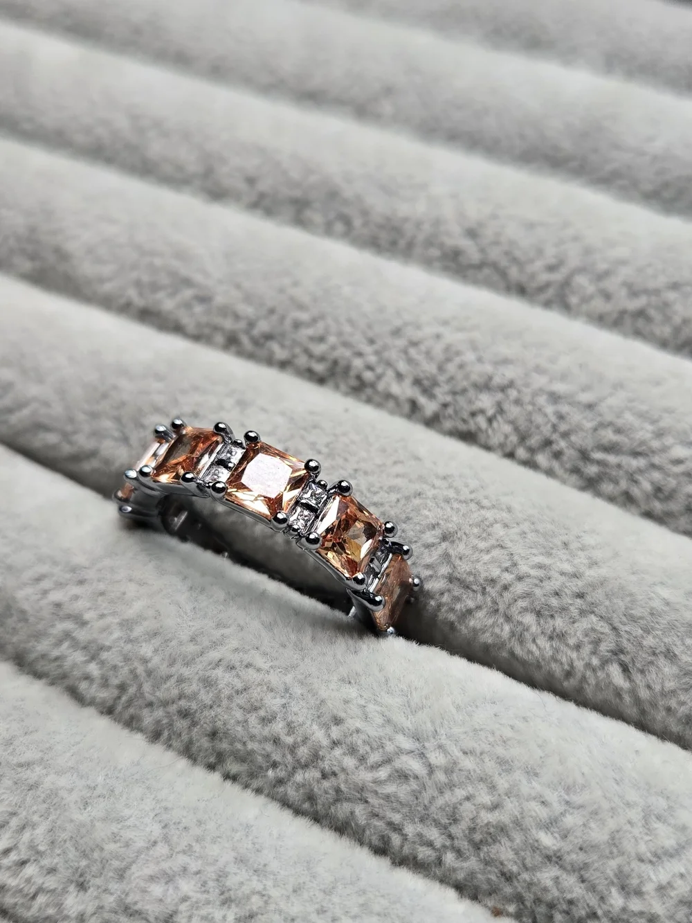Size 8 Amber Topaz November Hematite Plated Open My Heart Bomb PartyRBP8781 Ring